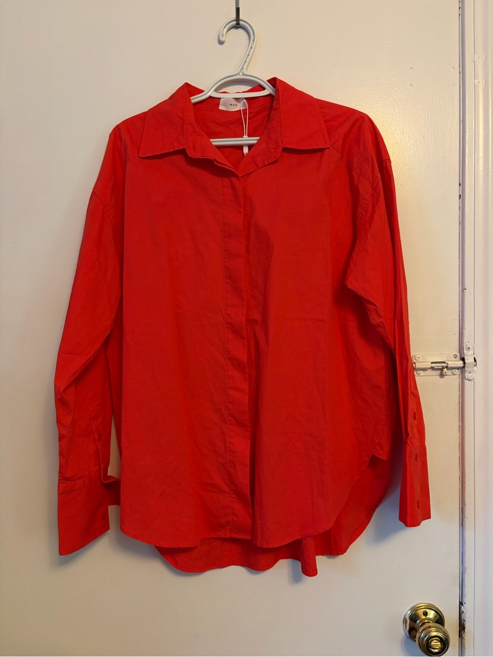 Maye Gigi cotton button down in Tomato Red